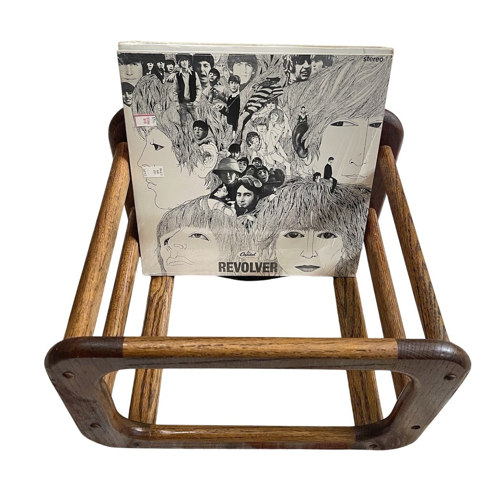 Vtg MCM Wood‎ Wicker Rattan Cane Magazine Book Record Rack Holder Lp Vinyl Oak